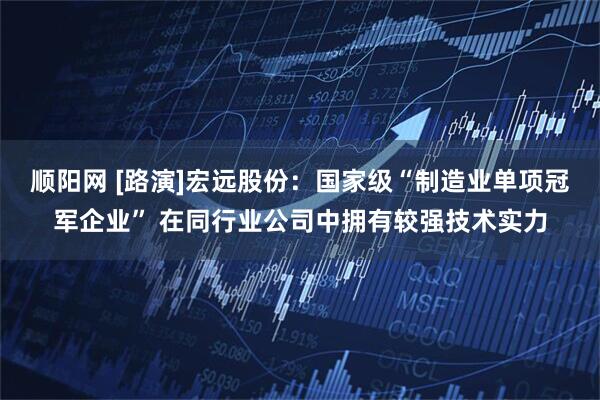 顺阳网 [路演]宏远股份：国家级“制造业单项冠军企业” 在同行业公司中拥有较强技术实力